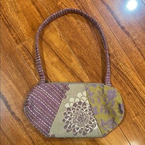 Maruca Handmade Floral Patchwork Purse- Purple and Green
